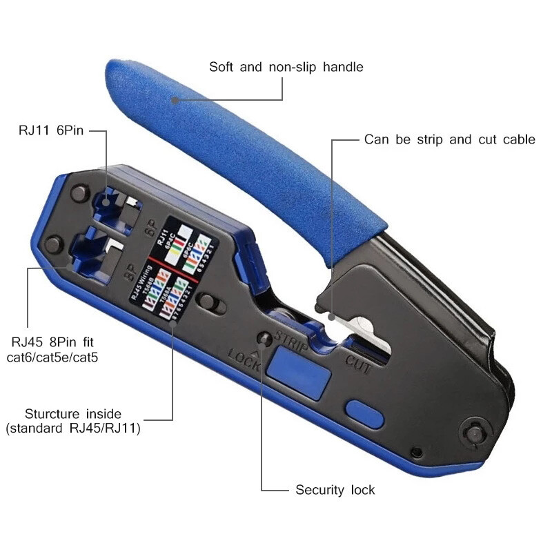 Rj45 Tool Network Crimper Cable Stripping Plier Stripper Crimping Tool Kit