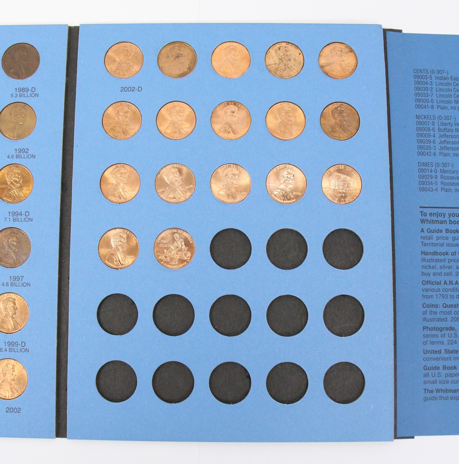 Lincoln Cent Penny Set 1975 - 2009 Collection 77 Coins Whitman Folder 9033 #3