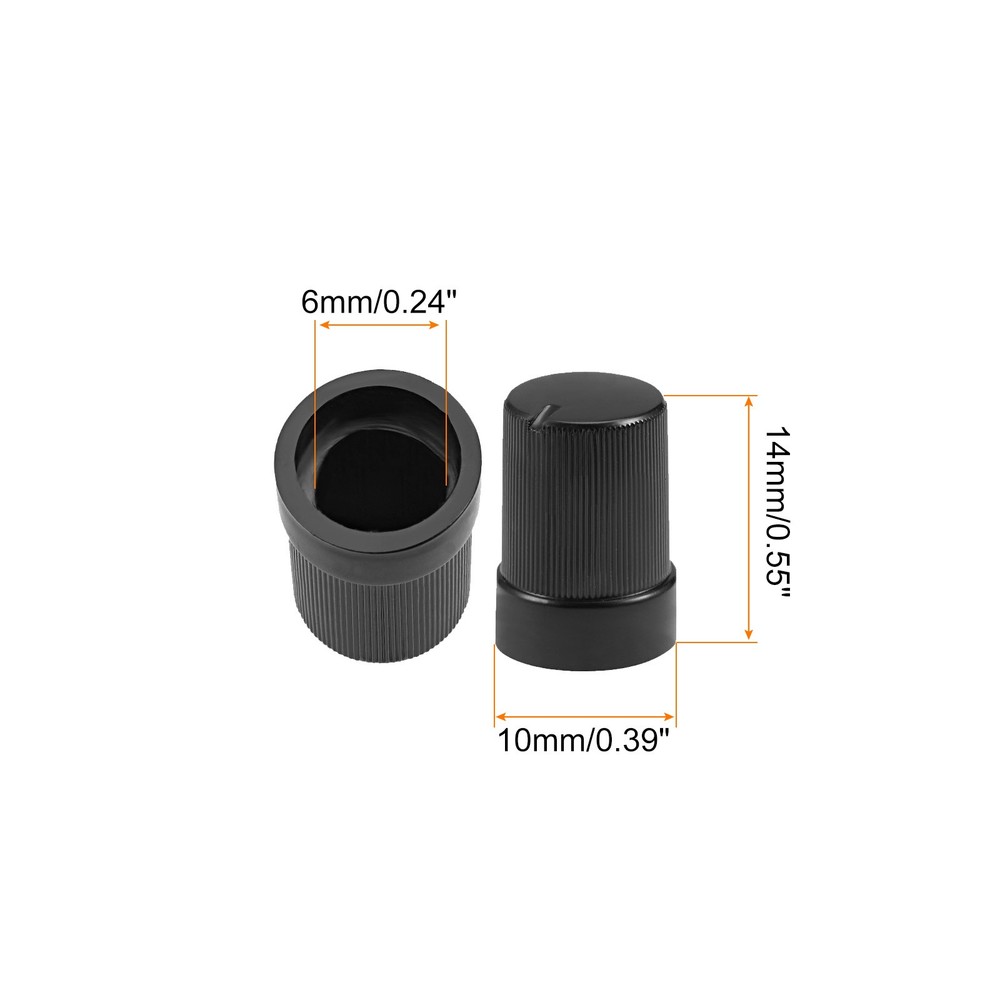 Potentiometer Control Knob Insert Shaft Switch Knobs 6mm/Black / 100Pcs