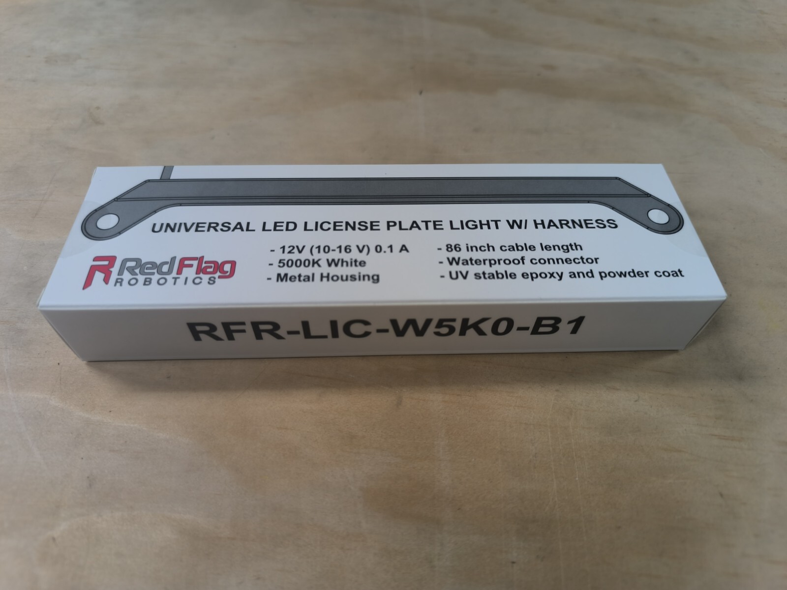 Universal license plate light 12V 100mA with waterproof connector and 86 in lead