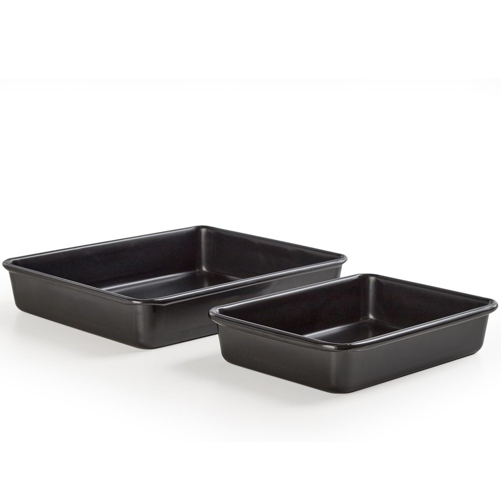 Heavy Roasting Pan Set of 2 Nonstick Rectangular Deep Baking Pans 0.8mm Lasag...