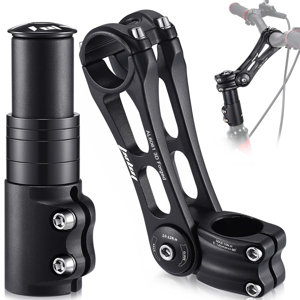 Bike Stem Riser & Adjustable MTB Bicycle Stem, Universal 31.8mm black Medium