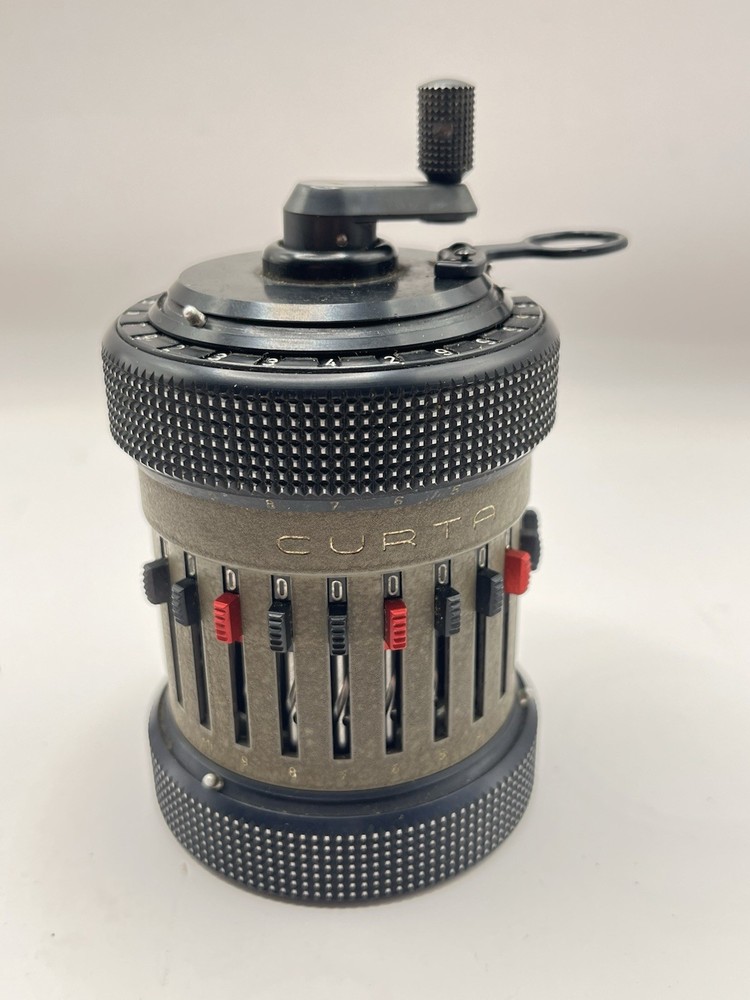 Curta Calculator Type II - Mechanical Curta Type 2 With Tin Case