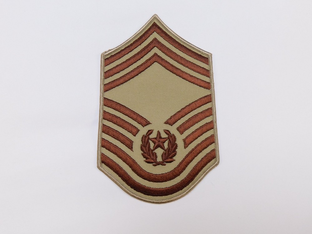 USAF CMSAF Chief Master Sergeant Air Force Chevron DCU Desert Tan Patch 4" Male