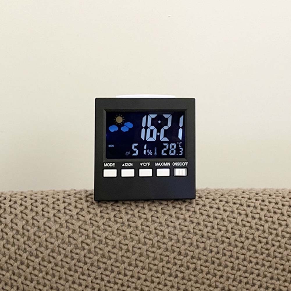 Voiceactivated Backlit Alarm Clock Hygrometer and Thermometer Function