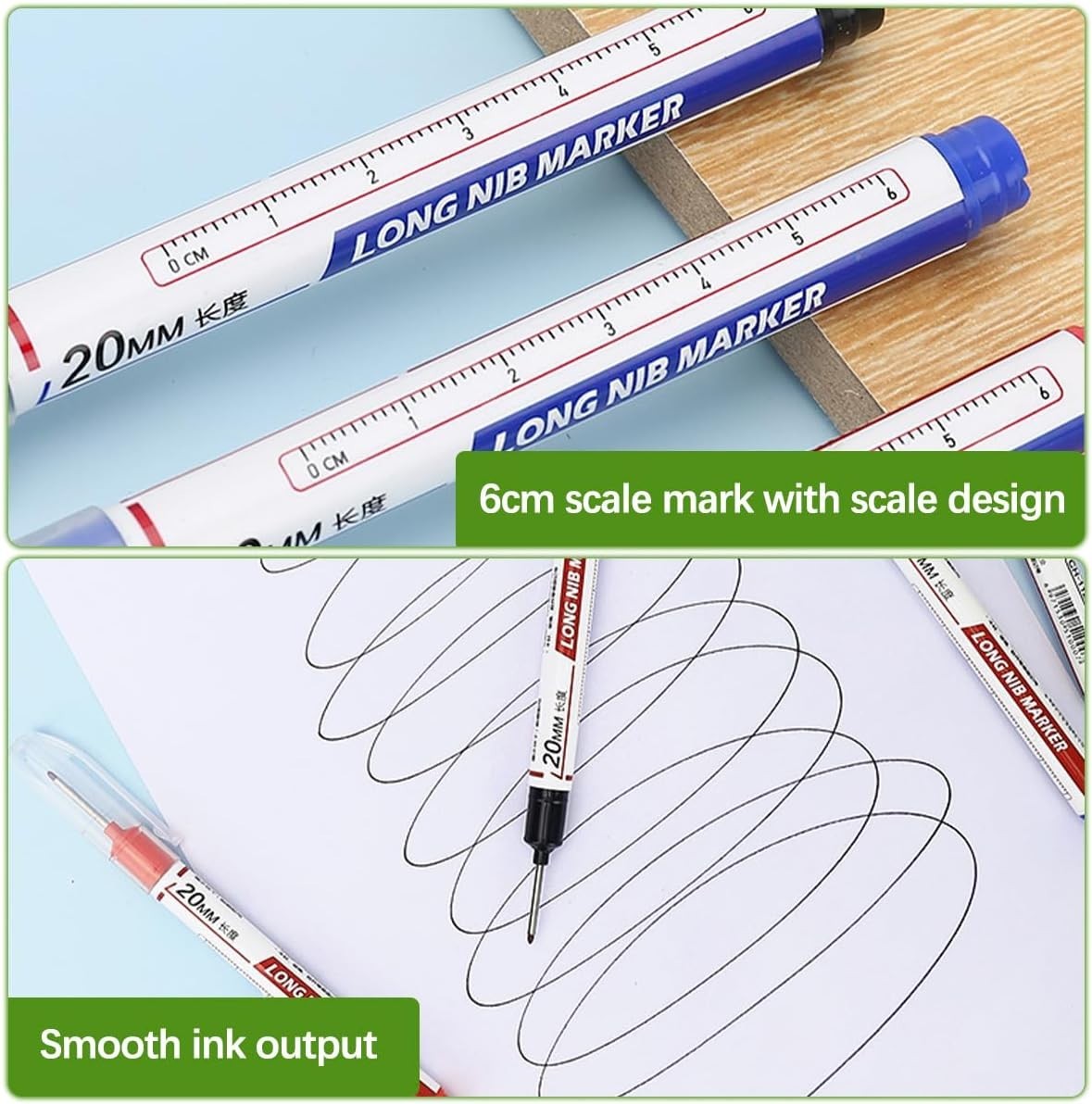 Long Head Deep Hole Marker Pens, 15PCS Long Nib Marker 20mm Quick Dry Waterproof