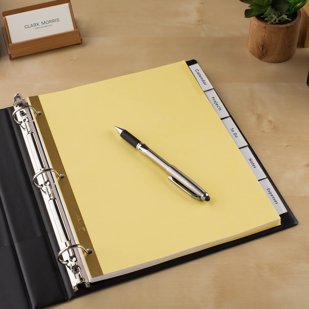 Avery Insertable Dividers for 3 Ring Binder, 5-Tab Set, Clear Big Tabs, Buff Pap