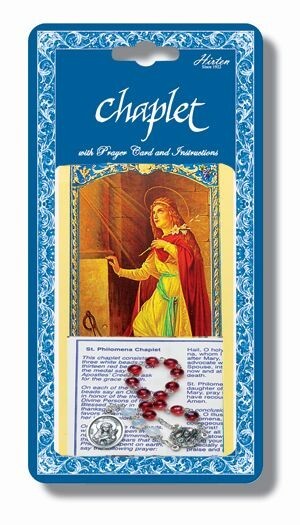 St. Philomena Chaplet, 6", w/ Laminated Prayer Card, Instructions