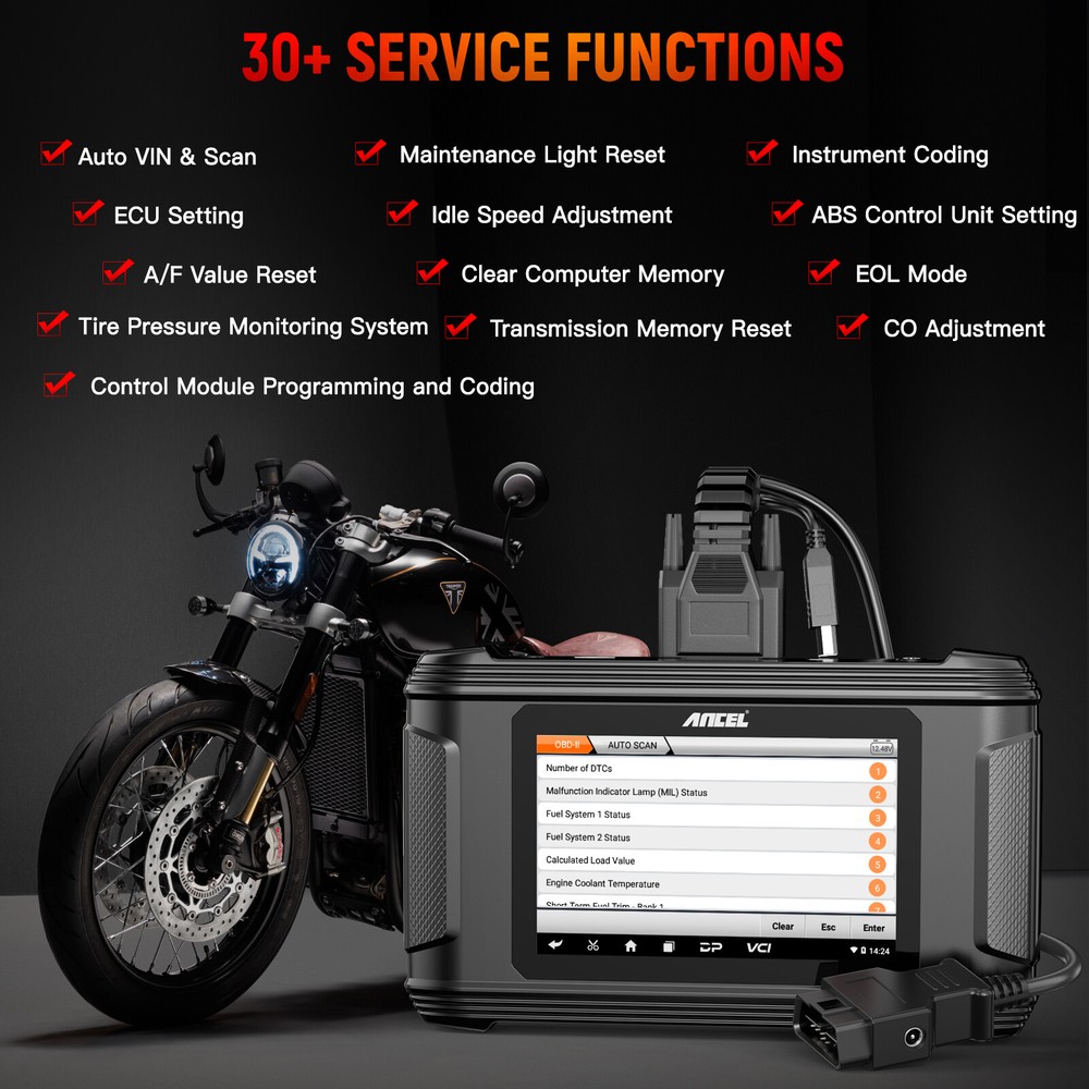 ANCEL MT500 Motorcycle All System Diagnostic Scan Tool OBD2 Scannner ECU Reset