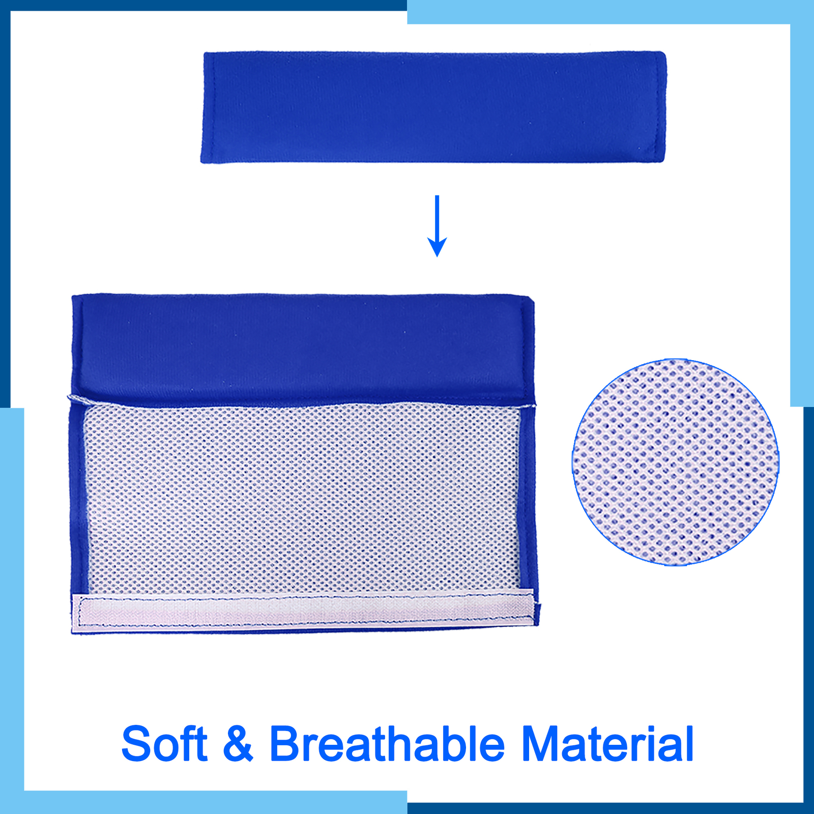 Universal Pack (4) Seat Belt Cover Shoulder Pad Strap Protector Blue