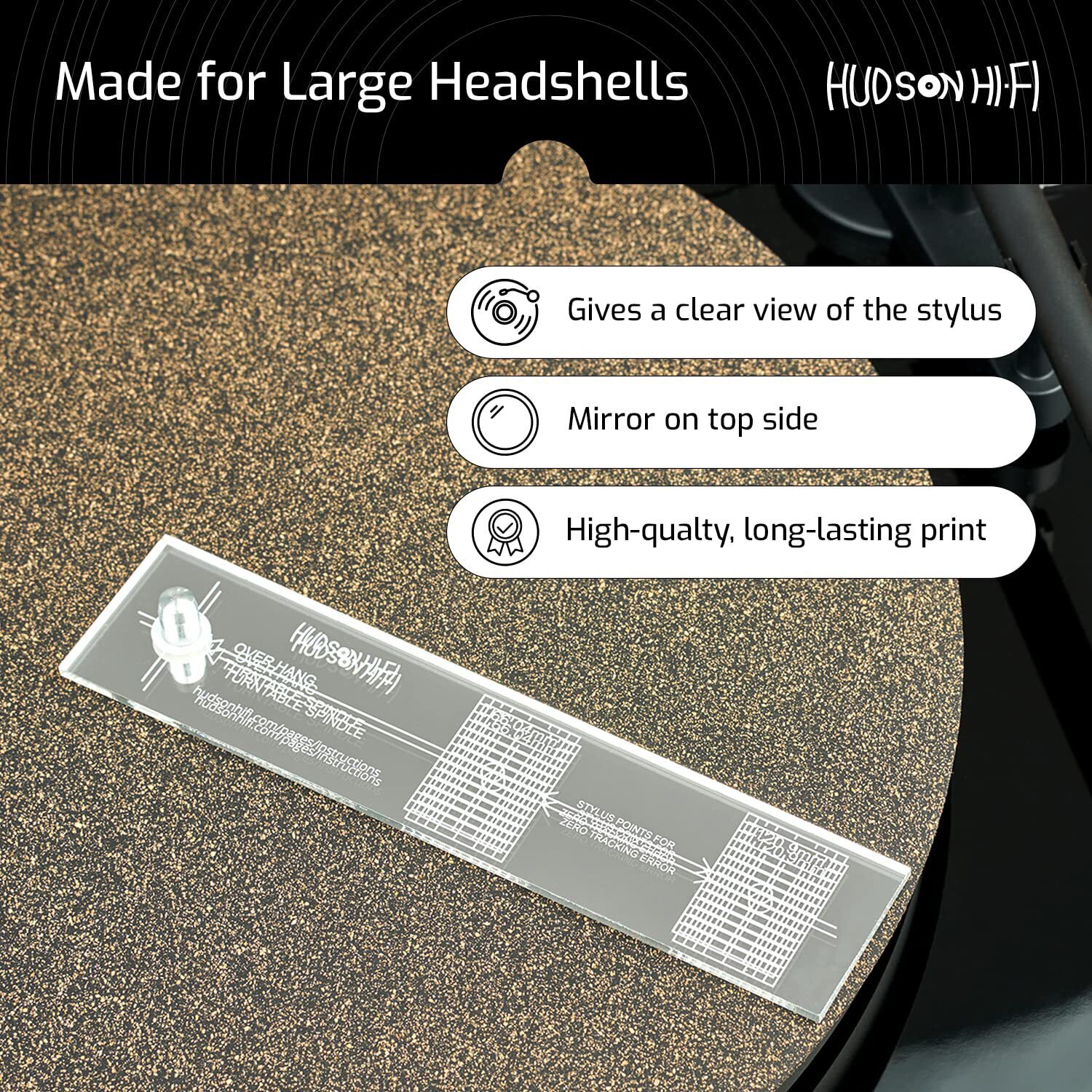 Hudson Hi-Fi Turntable Stylus Alignment Protractor Tool