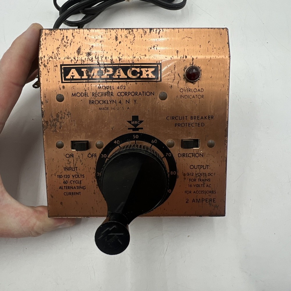 MRC MODEL RECTIFIER AMPACK HO OR NO SCALE TRANSFORMER #402 - TESTED