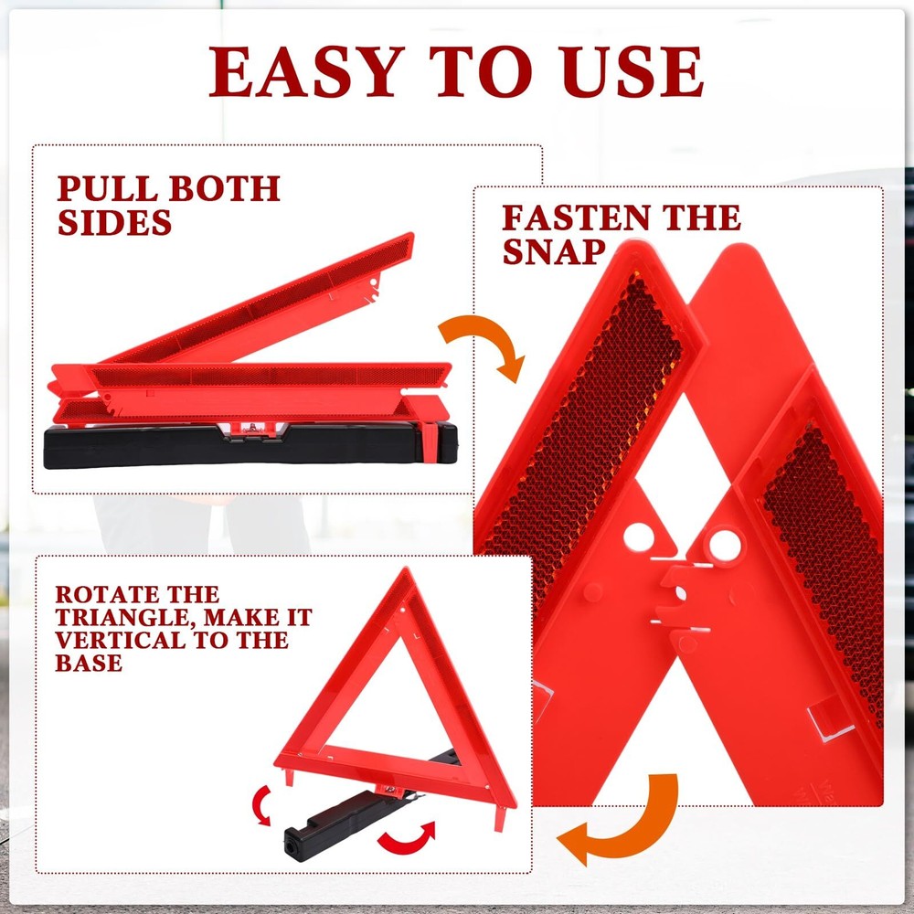 Warning Triangle DOT Approved Emergency Safety Triangle, Carrying Case (24 Pcs)