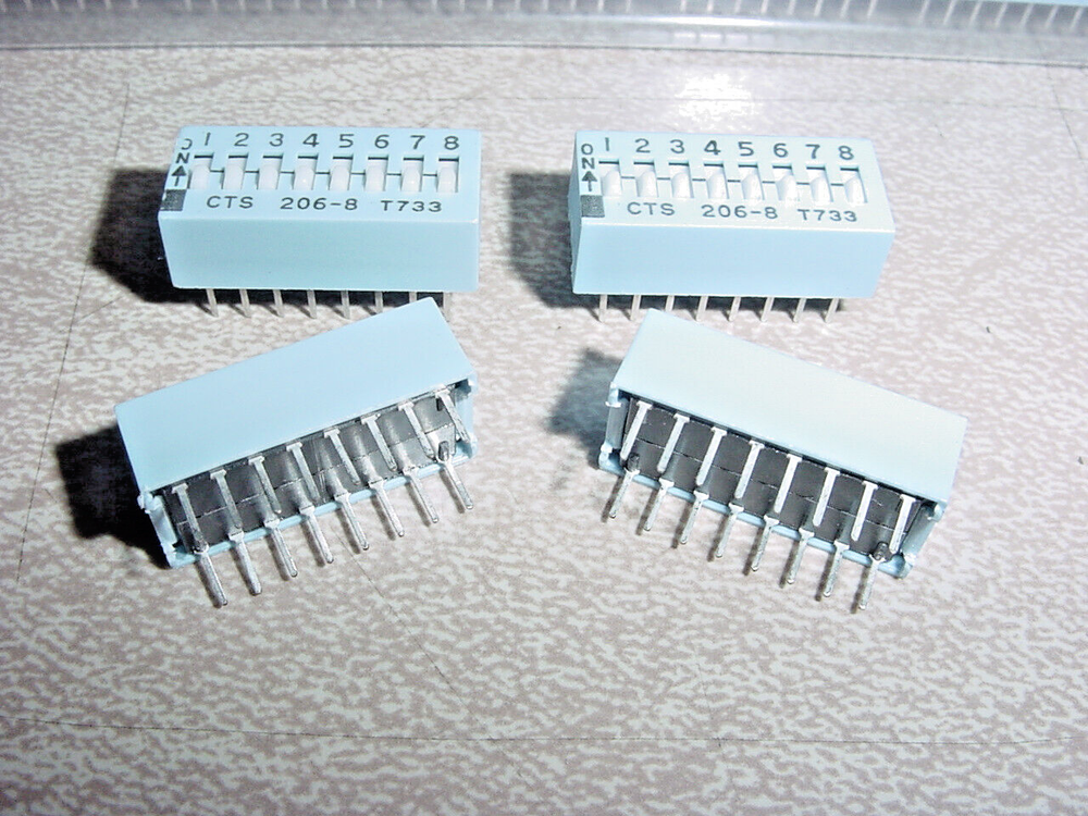 4 pcs 8-Position DIP Switches, PCB Board Mount, Standard Width, Quick USA Ship!