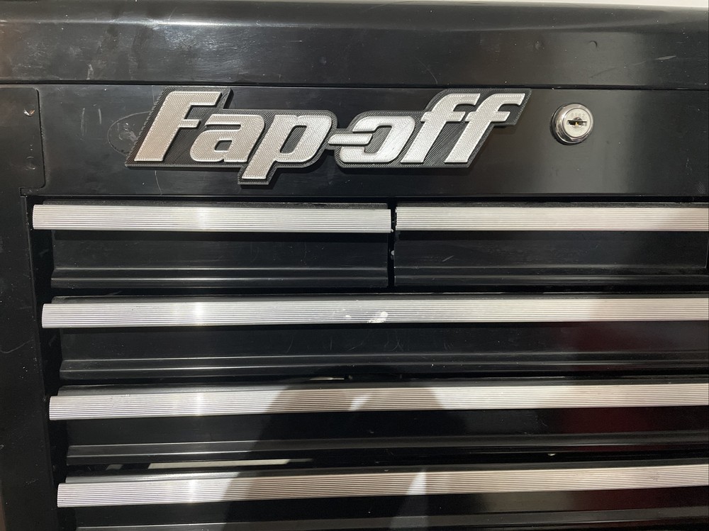 Fap-off Novelty 3D Printed Tool Box Badge.