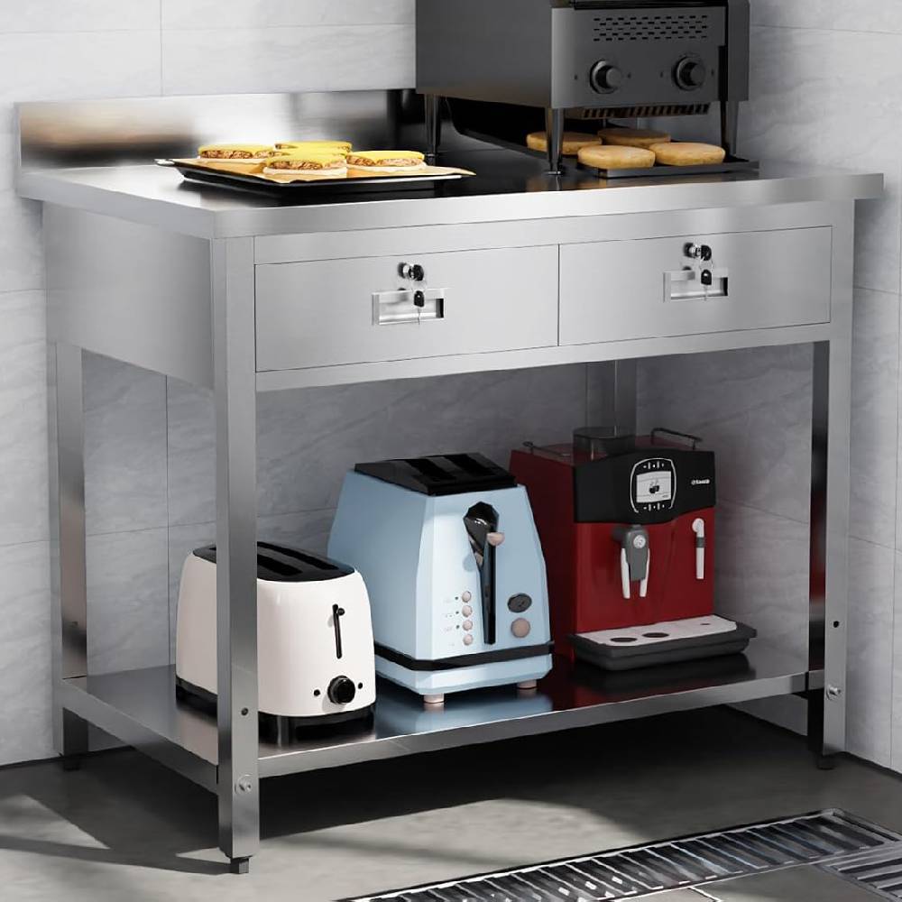 Heavy Duty 42 x 26 " Stainless Steel Work Table with 2 Drawers and Undershelf