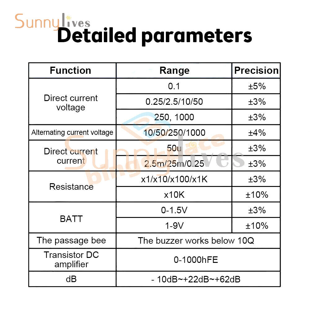 Pointer Display Electrical Multimeter Voltage Current Resistance Tester AC DC