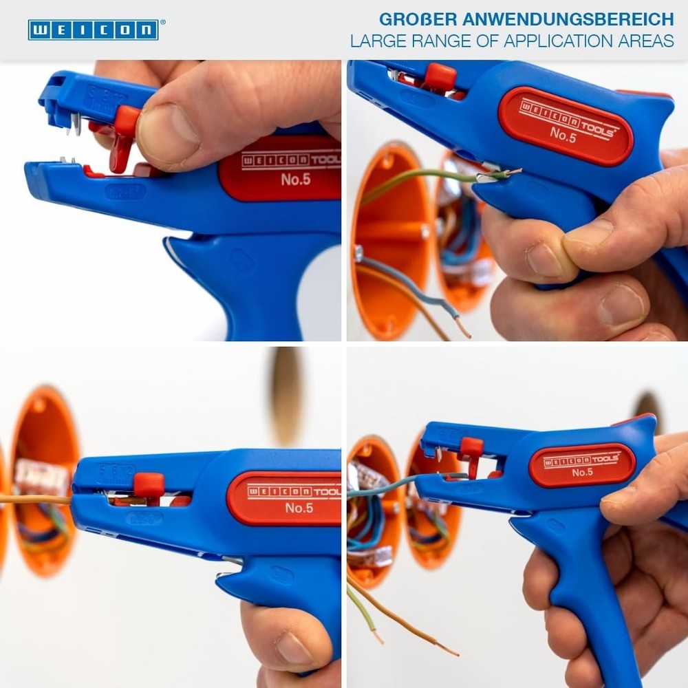 WEICON TOOLS Wire Stripper No. 5, automatic wire stripper 0.2-6 mm², Blue/Red