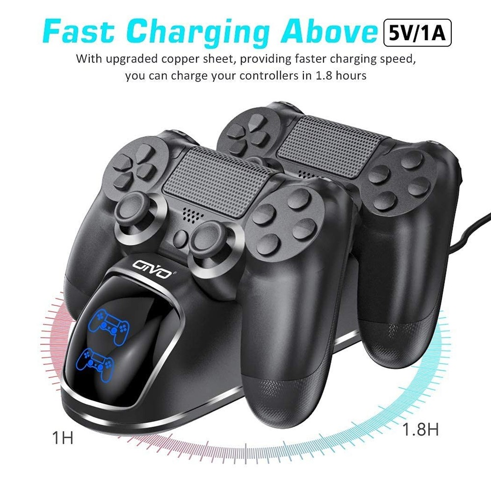 OIVO PS4 Controller Charger Dock Station - Fast Charging & LED Indicator