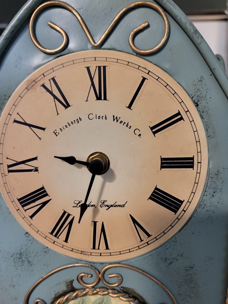 Vintage 80s Solid Metal Case Clock Skytimer Edinburgh Clock Works Batt...