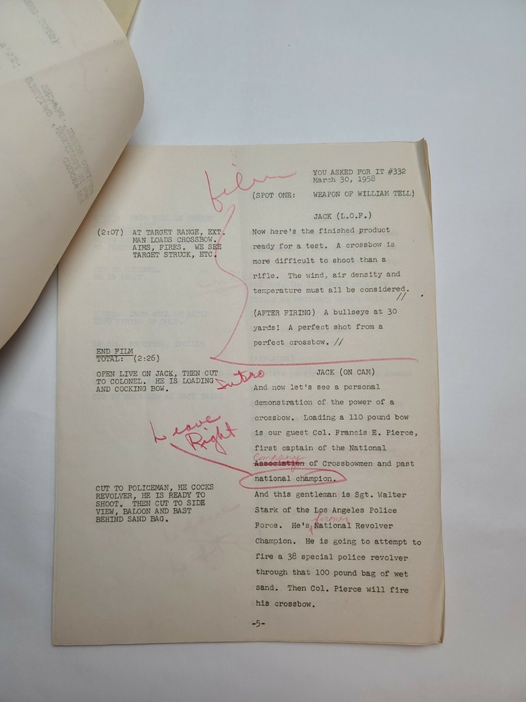 YOU ASKED FOR IT / 1958 human interest show TV Script, Hugh Conover & Jack Smith