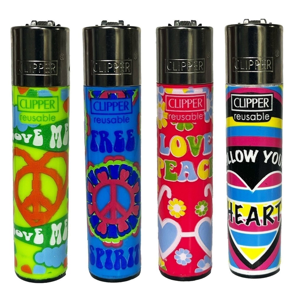 Clipper Reusable Lighters - 4 Psychedelic Hippies