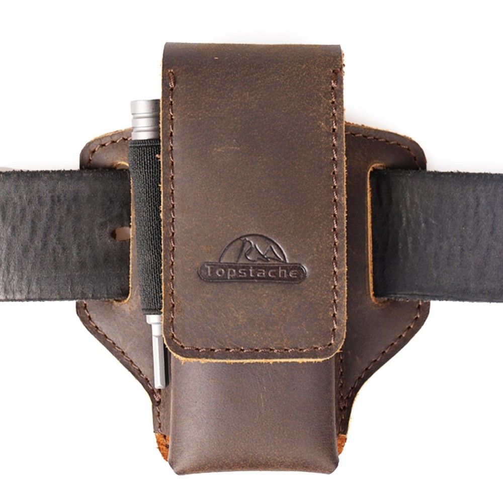 Topstache Leather Multitool Sheath for Belt - Holder - Darkbrown