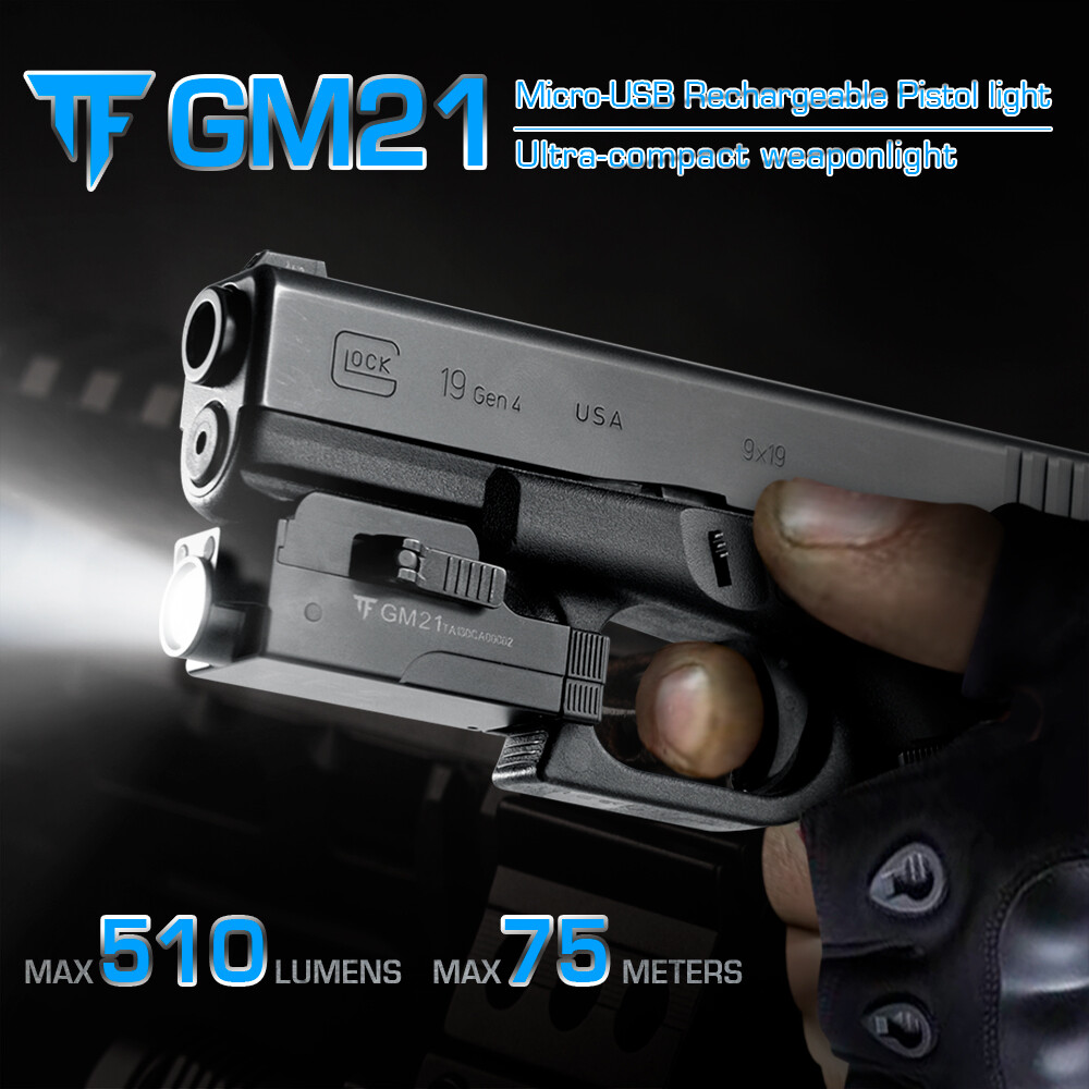 TrustFire USB Rechargeable Compact LED Pistol Weapon Light Handgun Flashlight US