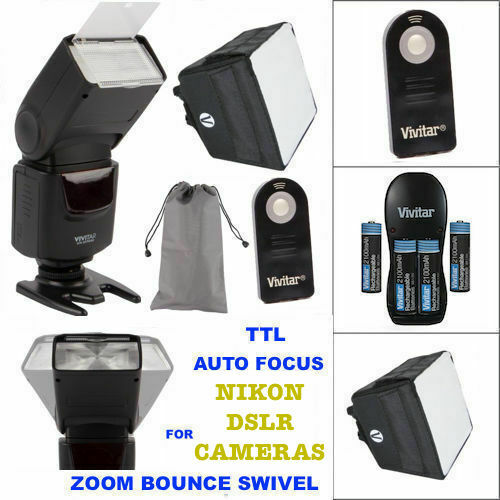 AF TTL HD FLASH + CHARGER + DIFFUSER + REMOTE FOR NIKON D3100 D3000 D3200 D3300