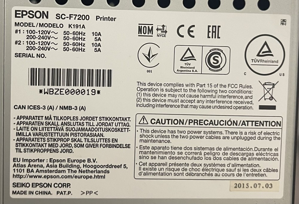 Epson F7200 Sublimation Printer