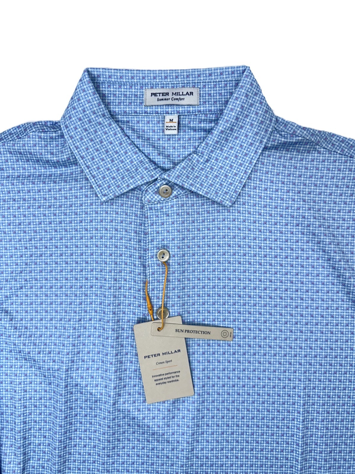$115 Peter Millar Men's Alta Performance Jersey Polo-Classic Blue-Medium - New