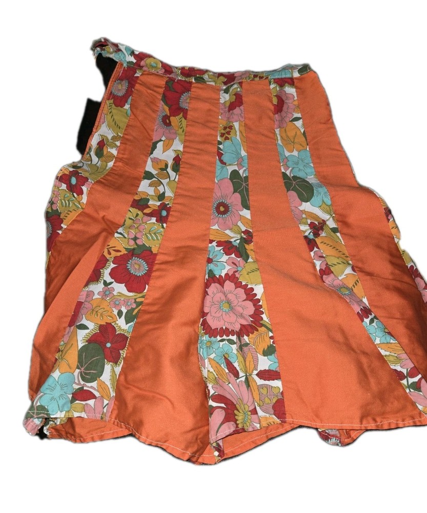 Handmade Floral Patchwork A-Line Apron in Orange.