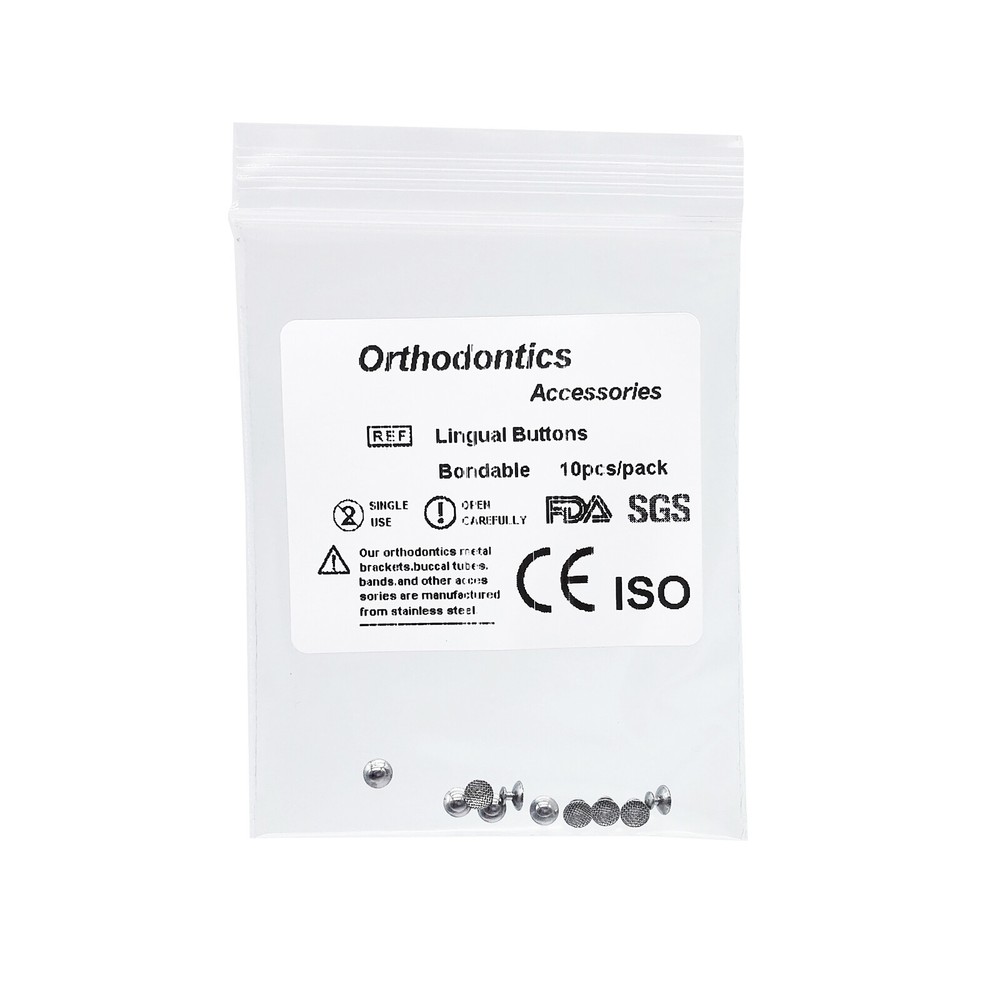 Dental Orthodontic Lingual Button Bondable Round Base with Mesh Base