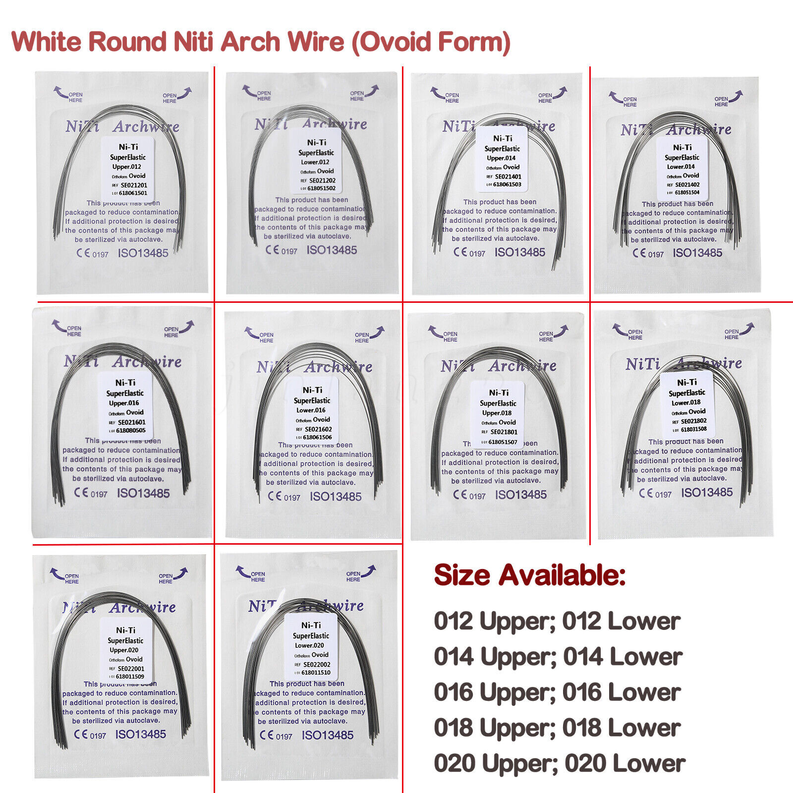 Arcos de Dental Ortodoncia Redondos Niti Arco de Alambre Su Arch Wire 0.99 USD