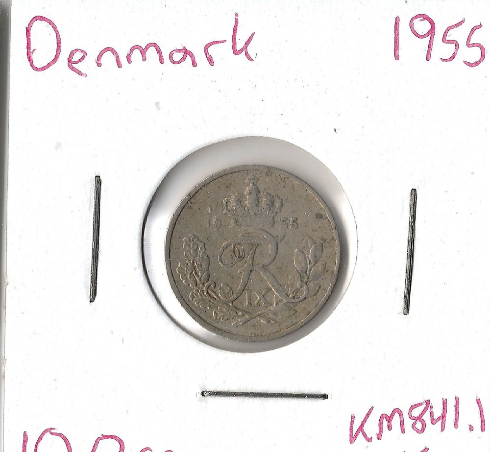 Coin Denmark 10 Ore 1955 KM841.1