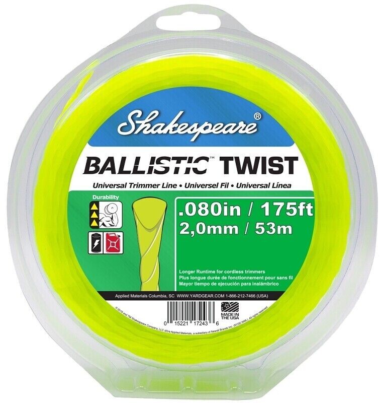 SHAKESPEARE .080X175FT TRIMMER LINE TWISTED WEEDEATER STRING WACKER STRING031780