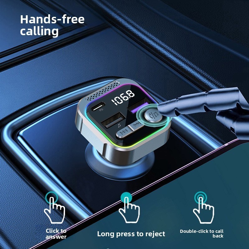 Aluminum Alloy Car Bluetooth MP3 Player FM Transmitter PD Fast Charging