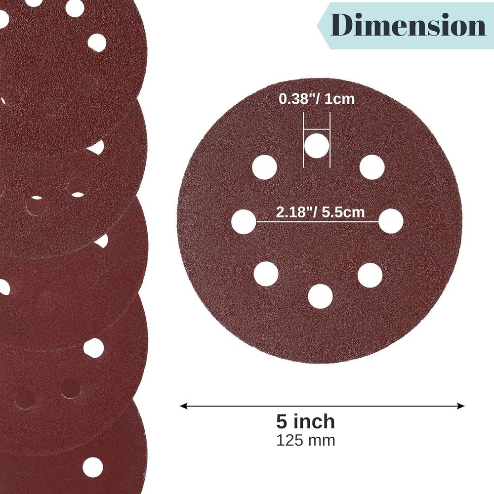 Bates- Sanding Discs 5 Inch 8 Hole, 30 Pack, Assorted Grits