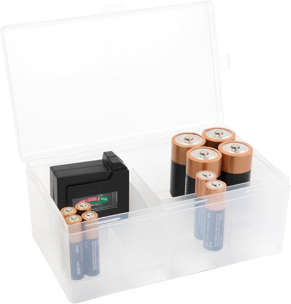 Durable Battery Storage Solution: Organizes 12 AAA, 12 AA, 6 C, 4 D with Tester