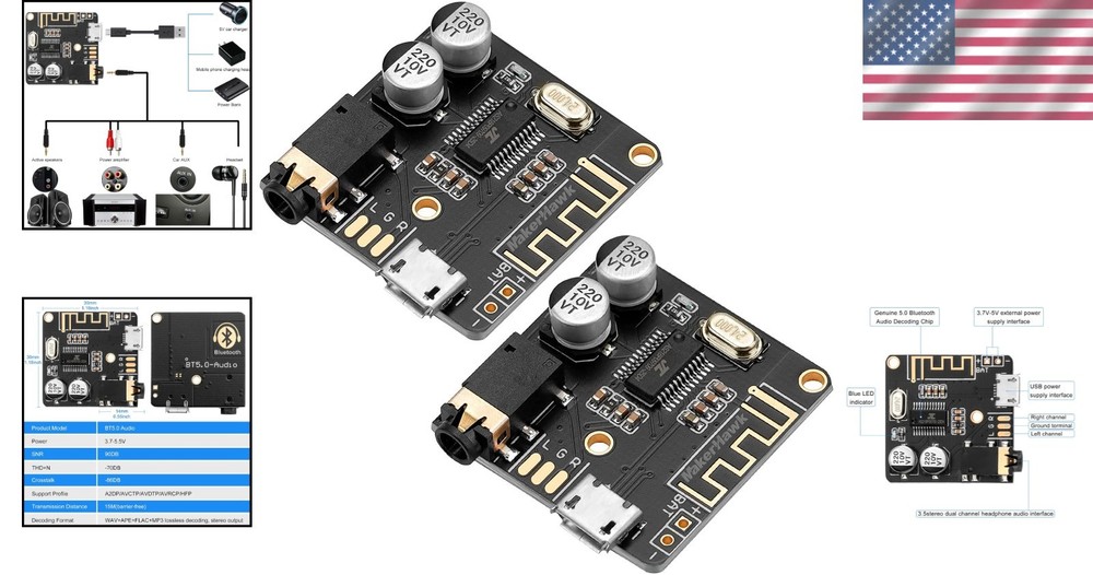 2pcs Bluetooth 5.0 Audio Receiver – Versatile Stereo Amplifier for DIY Projects