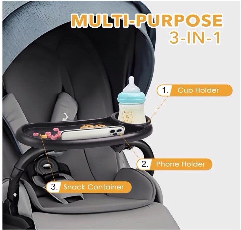 Snack Tray Compatible with Mockingbird, Nuna , Evenflo Strollers Black