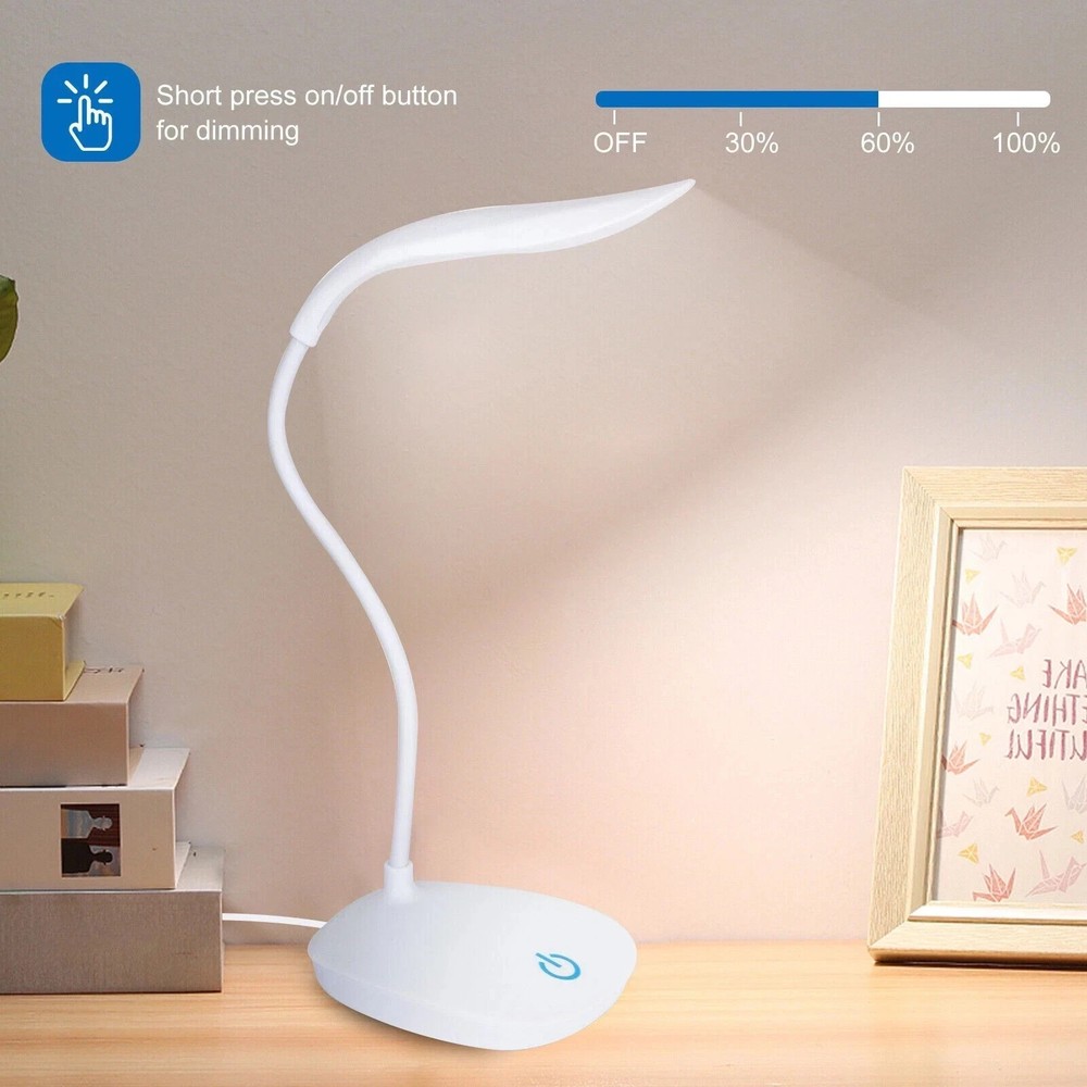 LED Desk Light Dimmable Bedside Reading Night Lamp USB Rechargeable Touch Sensor
