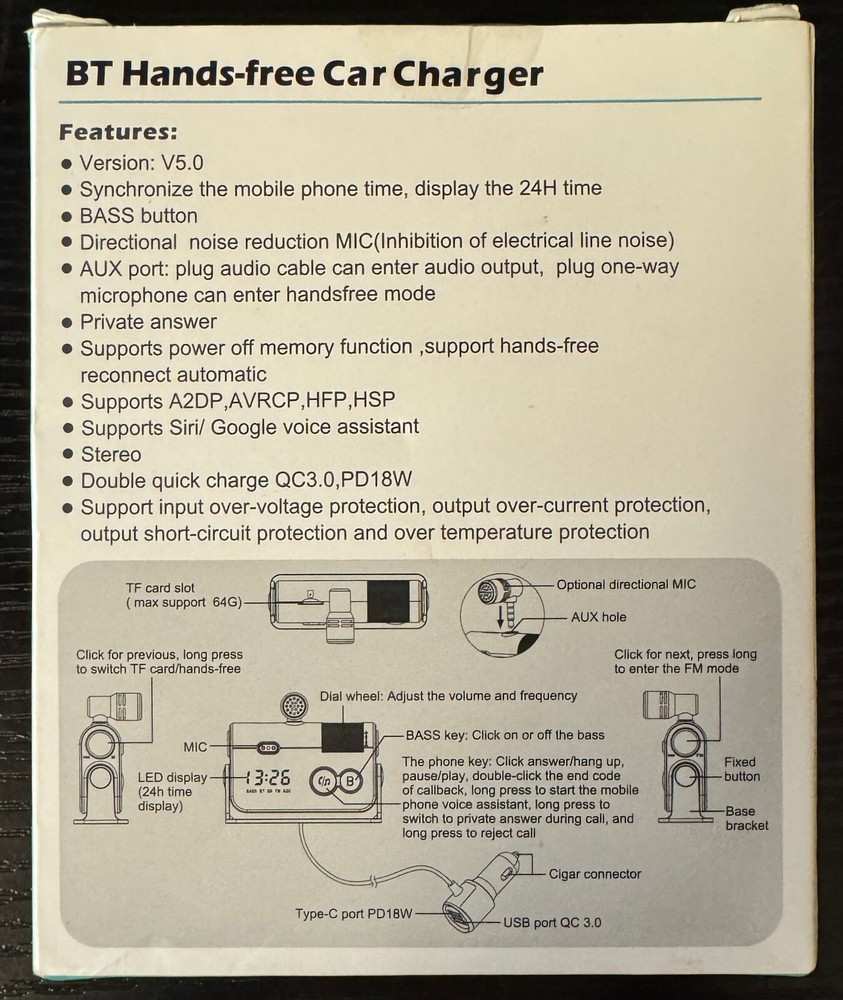 BT Hands-Free Car Charger (BC73)