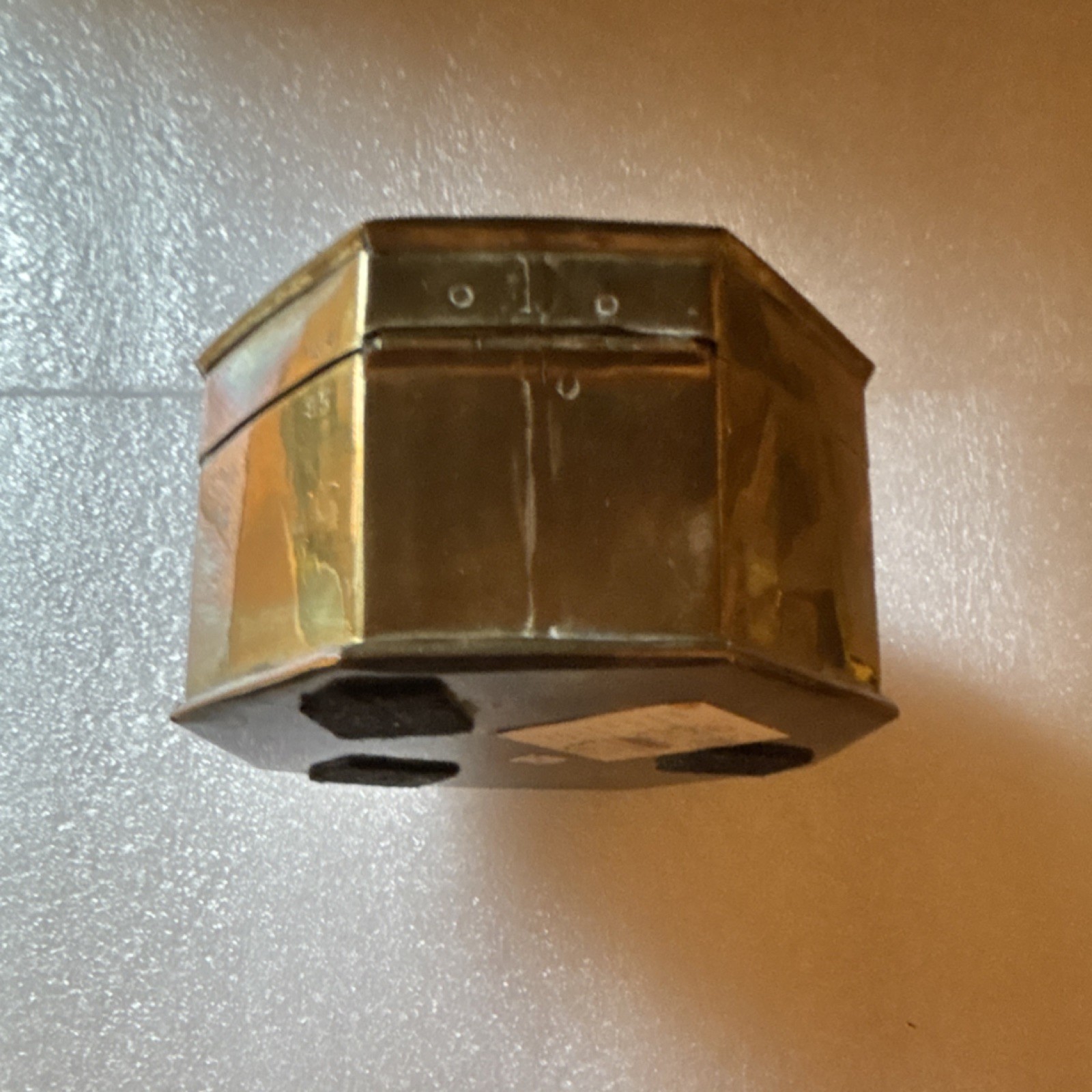 Dessau Brass Octagonal Box with Butterfly Motif Decorative Collectible 4.5" x 3"