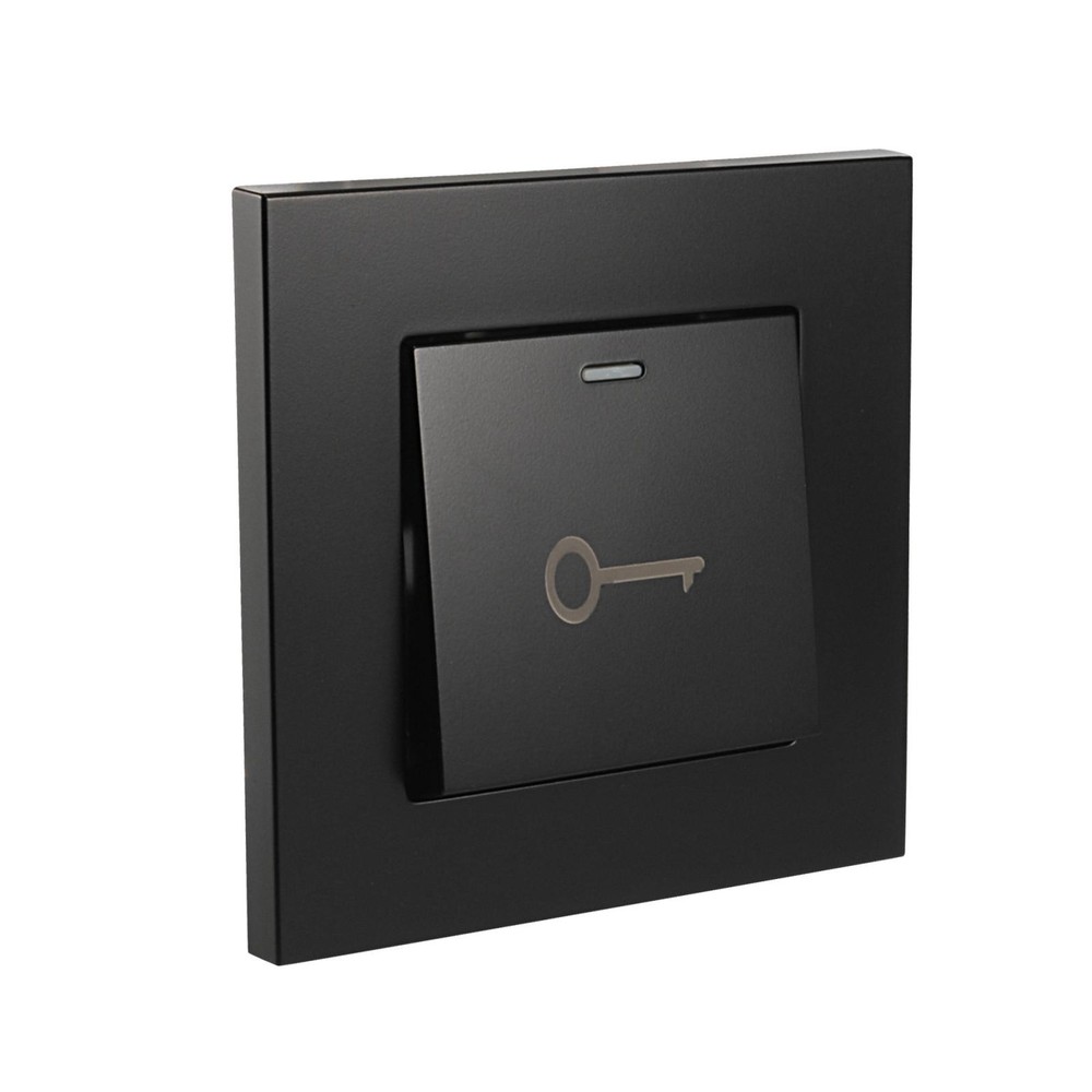 Push to Exit Button Switch Wall Mounted Resettable Square Black AC 250V 16A