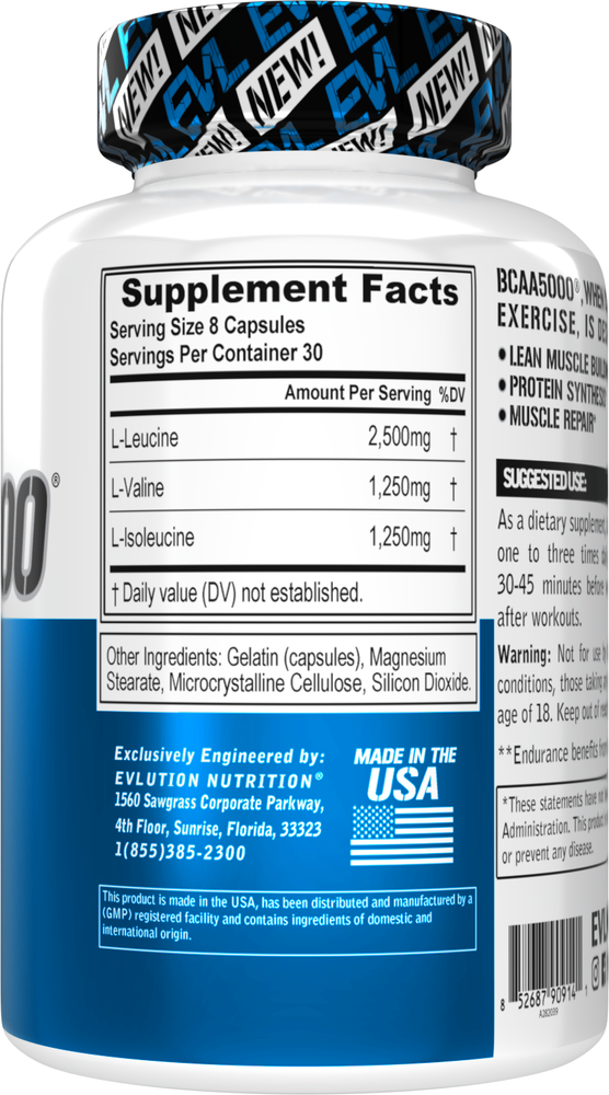 Evlution Nutrition BCAA 5000 - Recovery & Endurance - 30 Servings