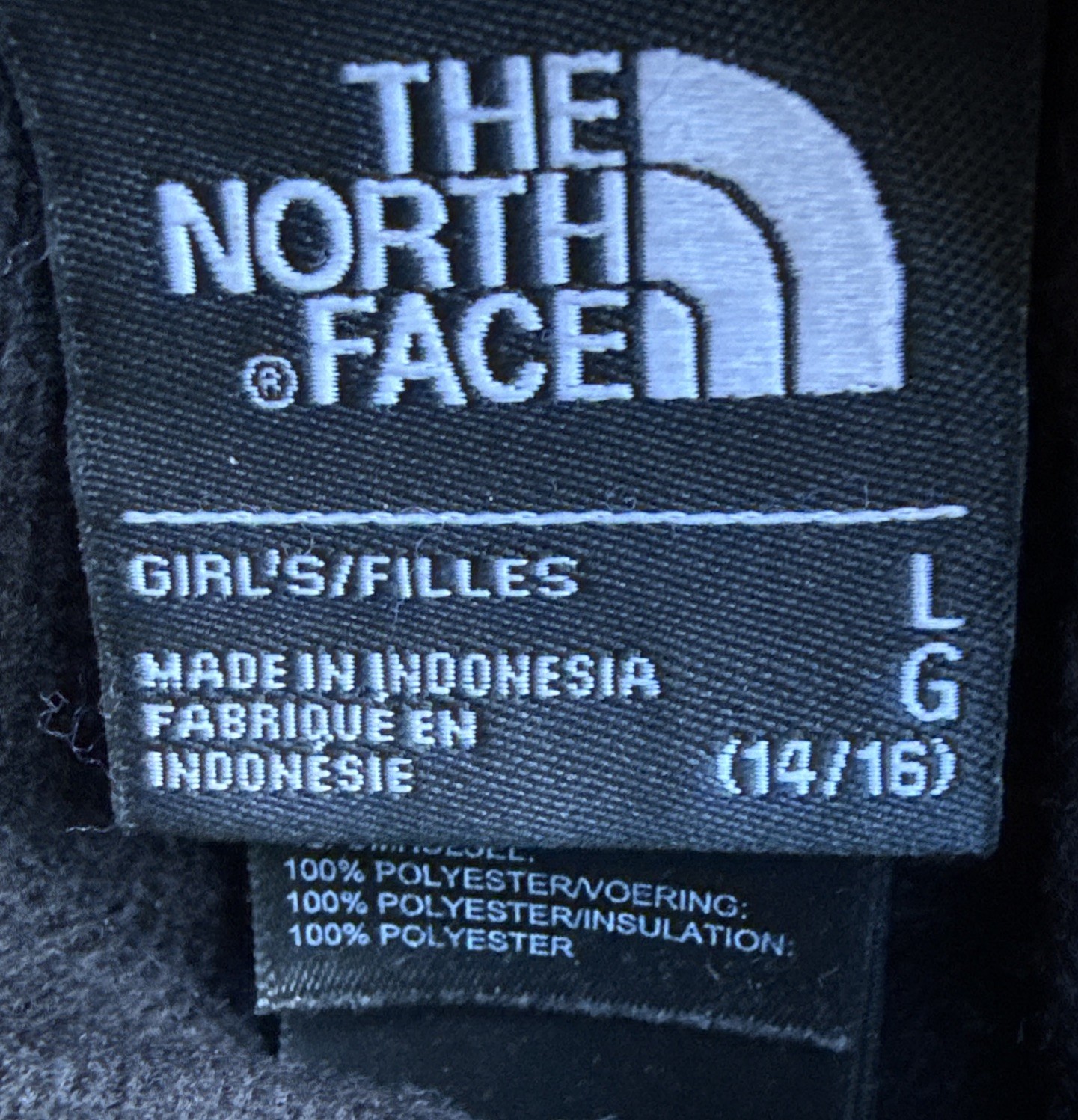 The North Face Girls Reversible Puffer Jacket Gold-Black Fleece Size Large 14/16