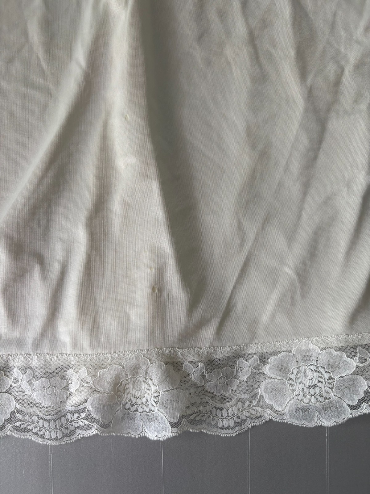 Kayser Lace Trim Full Slip White Vintage Lingerie Nightgown Made in USA sz M