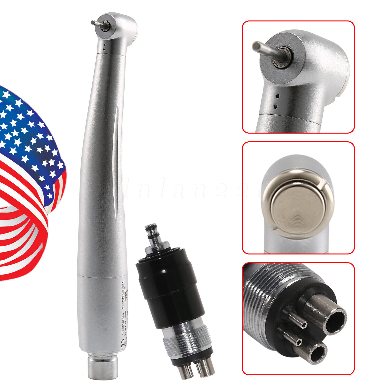 NSK Style Dental High Speed Handpiece Push Button + Quick Coupler Swivel 4 Holes