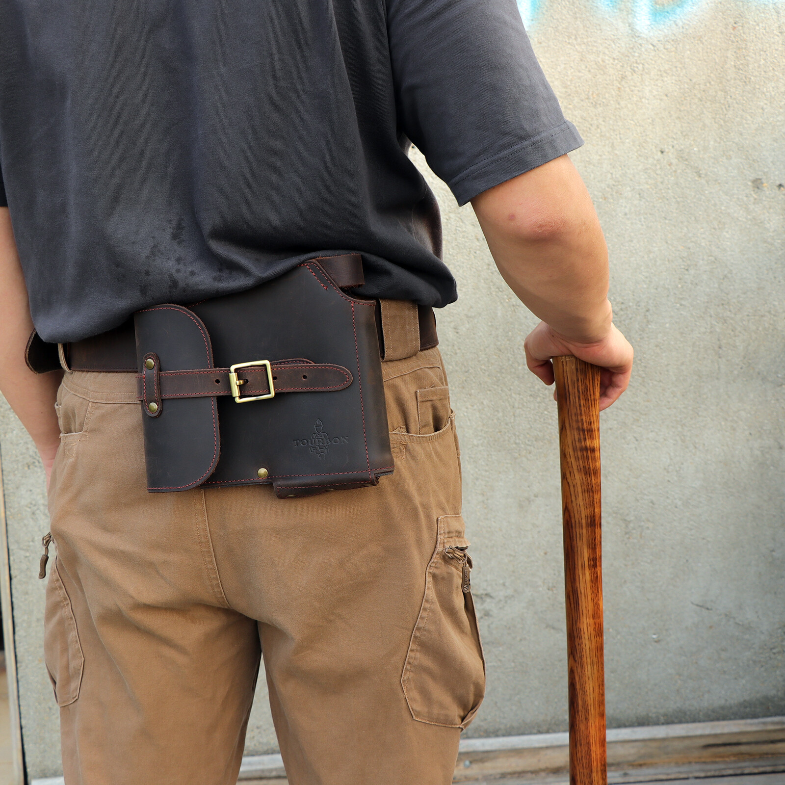 TOURBON Leather Heavy Duty Axe Belt Pouch Loggers Felling Hatchet Head Cover